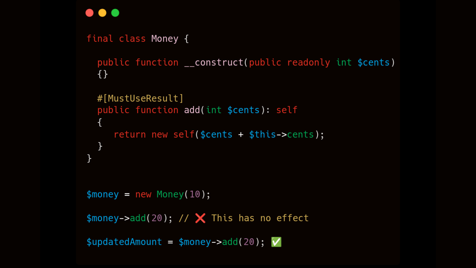 Code showing the MustUseResult attribute usage
